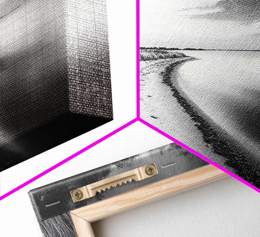 Calm Beach, Grassy Dunes, Serene Shoreline, Peaceful Water, Framed Canvas Print, Minimalist Art, Bedroom Wall Decor, Coastal Calm