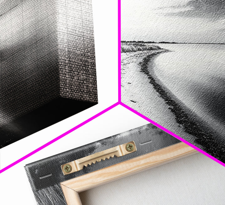 Calm Beach, Grassy Dunes, Serene Shoreline, Peaceful Water, Framed Canvas Print, Minimalist Art, Bedroom Wall Decor, Coastal Calm