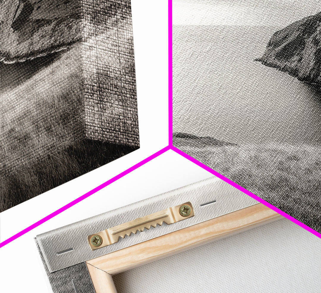 Coastal Cliff View, Solitary Tree Scene, Modern Minimalist Style, Framed Canvas Print, Calm Neutral Wall Art, Living Room Decor