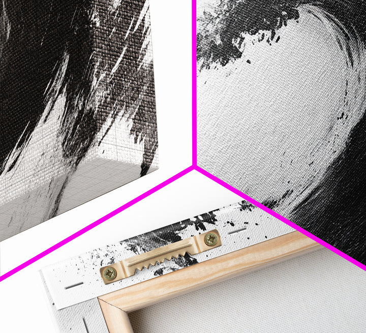 Abstract Wave, Black White, Modern Ink, Ocean Motion, Canvas Print, Minimalist Art, Office Wall Decor, Contemporary Coastal Style