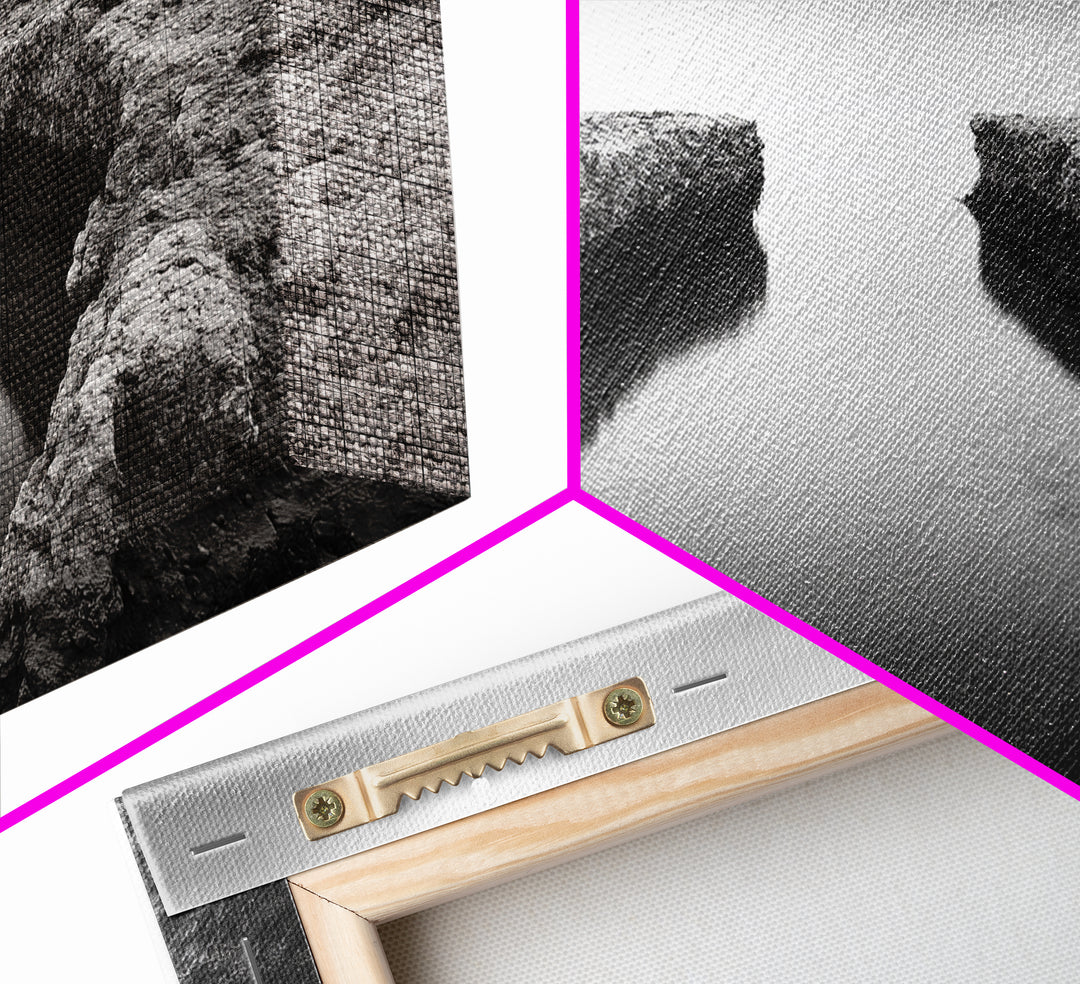 Rocky Inlet, Ocean View, Symmetry Nature, Coastal Zen, Canvas Print, Minimalist Bathroom Art, Tranquil Bedroom Wall Decor, Entryway Accent