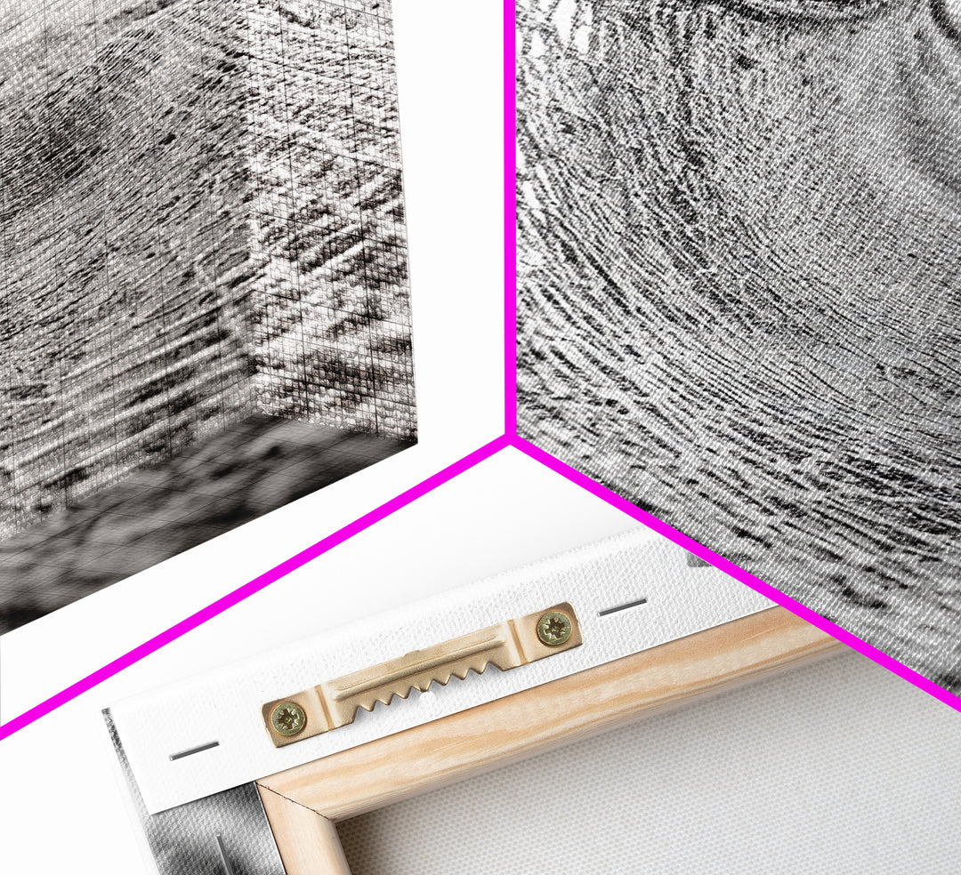 Coastal Net, Beach Texture, Nautical Vibe, Ocean Fence, Framed Canvas Print, Bathroom Wall Art, Coastal Cottage Style, Monochrome Beach Art