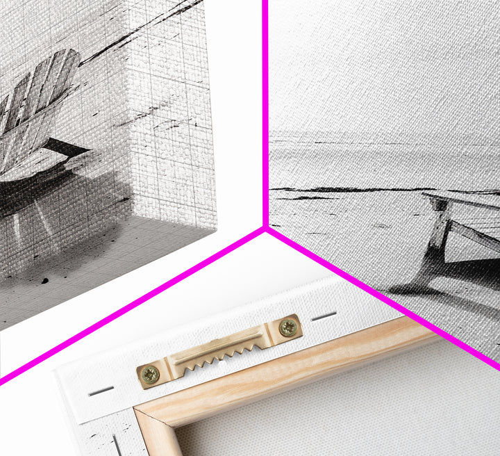 Beach Chair, Coastal Calm, Empty Shoreline, Canvas Print, Minimalist Wall Art, Beach House Decor, Serene Ocean Photography