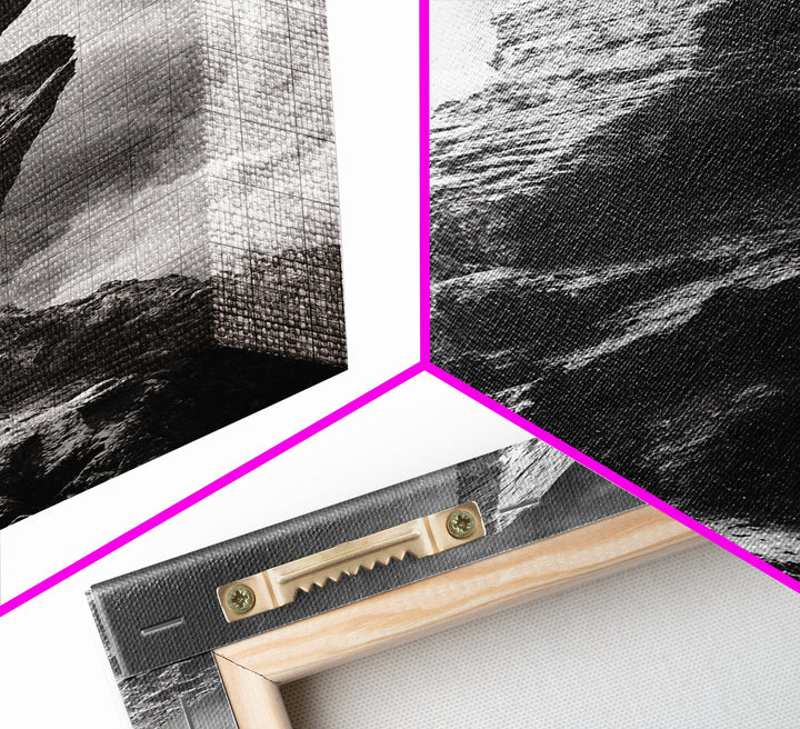 Abstract Rock Tower, Nature Photography, Stormy Sky, Canvas Print, Rustic Decor, Earthy Wall Art, Living Room Art, Moody Landscape Print