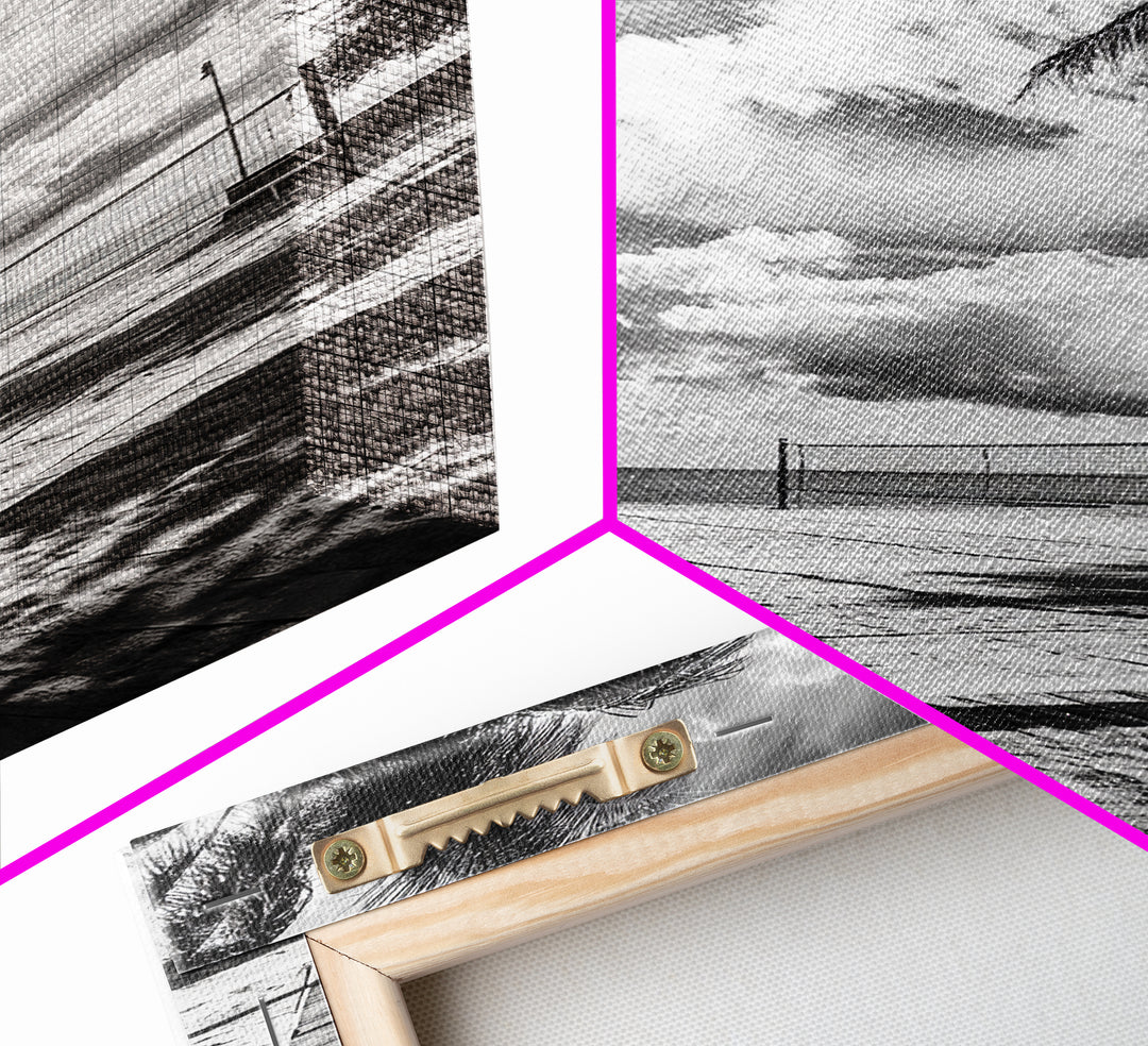 Beach Volleyball, Palm Trees, Island Sport, Canvas Print, Tropical Wall Art, Game Room Decor, Coastal Fitness Photography