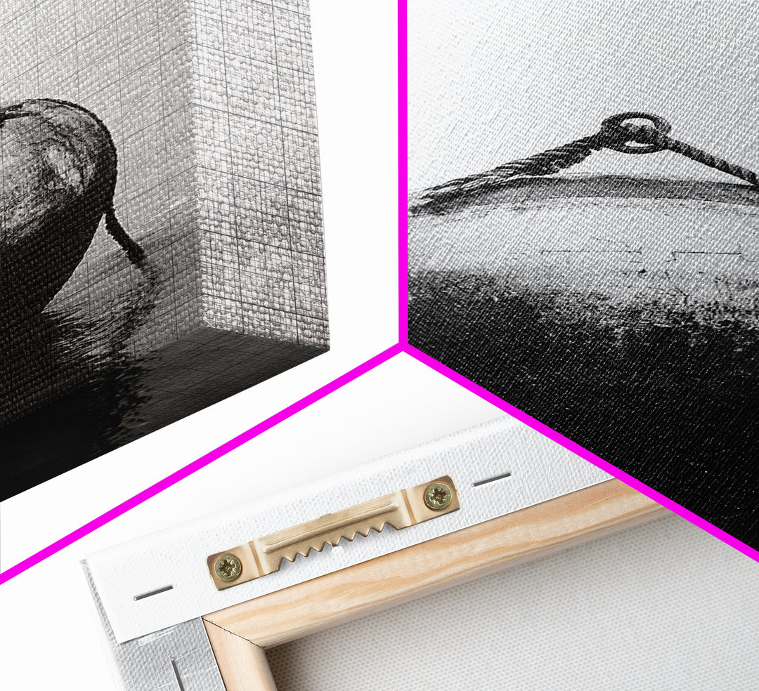 Buoy Stillness, Ocean Fog, Minimal Water, Framed Canvas Print, Nautical Wall Art, Bathroom Decor, Calm Coastal Black and White Art