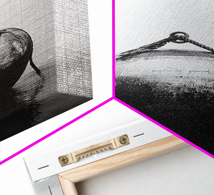 Buoy Stillness, Ocean Fog, Minimal Water, Framed Canvas Print, Nautical Wall Art, Bathroom Decor, Calm Coastal Black and White Art