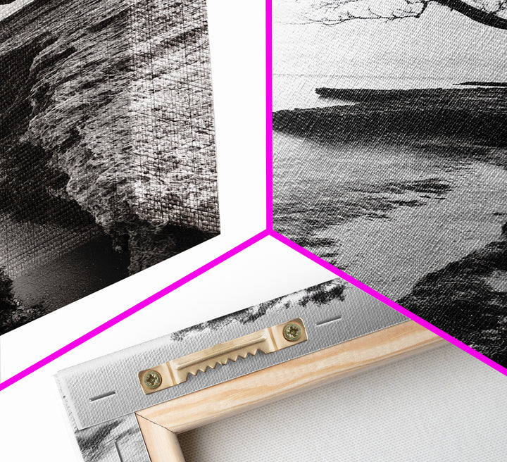 Coastal Tree Silhouette, Serene Nature Art, Ocean Wall Scene, Framed Canvas Print, Beach House Decor, Minimalist Design