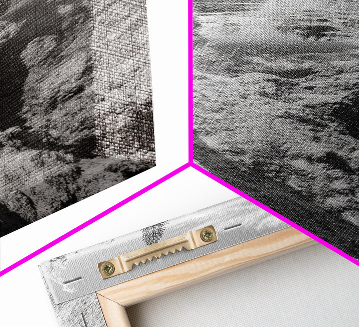 Reflective Riverbed, Nature Tranquility, Monochrome Landscape, Canvas Print, Bathroom Wall Art, Zen Decor, Fine Art Photography