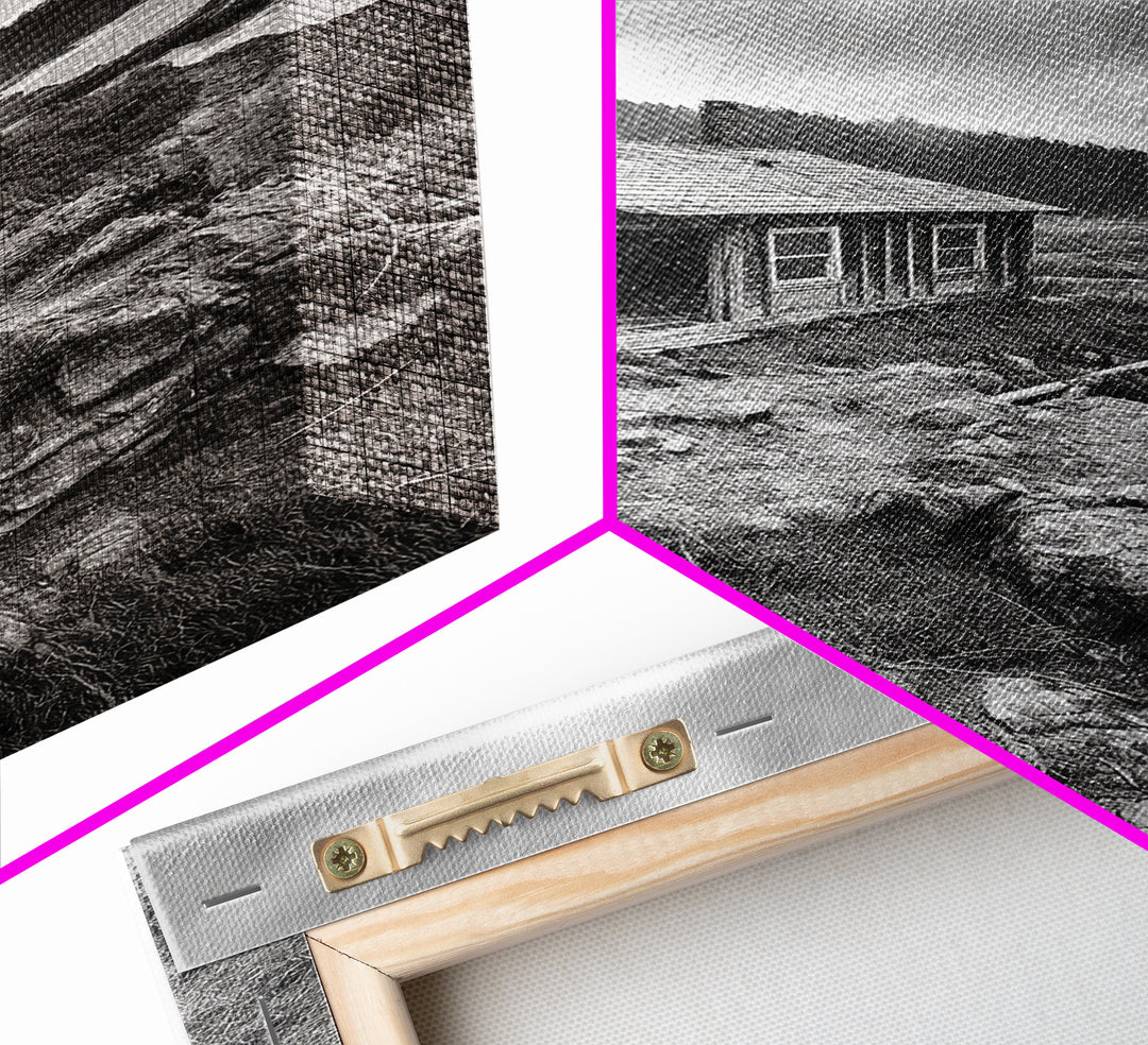 Abandoned Cabin, Coastal Cliff, Moody Landscape, Autumn Wall Art, Framed Canvas Print, Living Room Rustic Art, Farmhouse Aesthetic