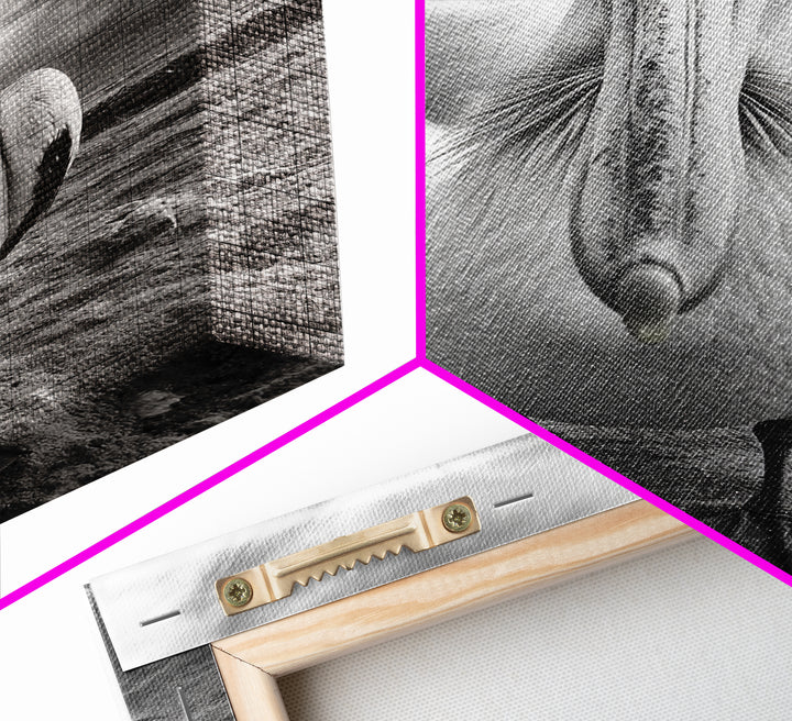 Bold Pelican, Coastal Storm, Bird Portrait, Canvas Print, wildlife wall art, beach house decor, dramatic black and white animal art