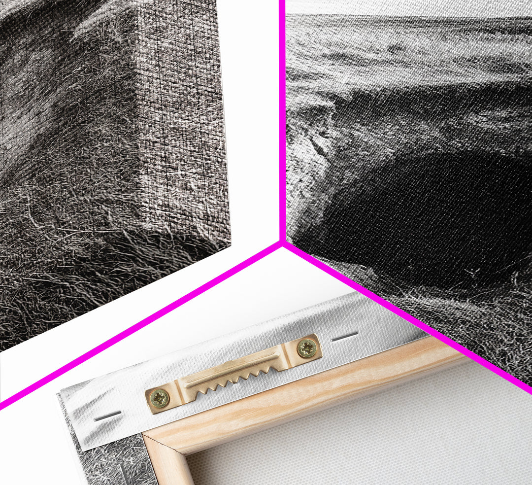 Burrow Entrance, Hidden Hole, Grassland Tunnel, Canvas Print, Nature Wall Art, Living Room Decor, Black White Landscape Photography