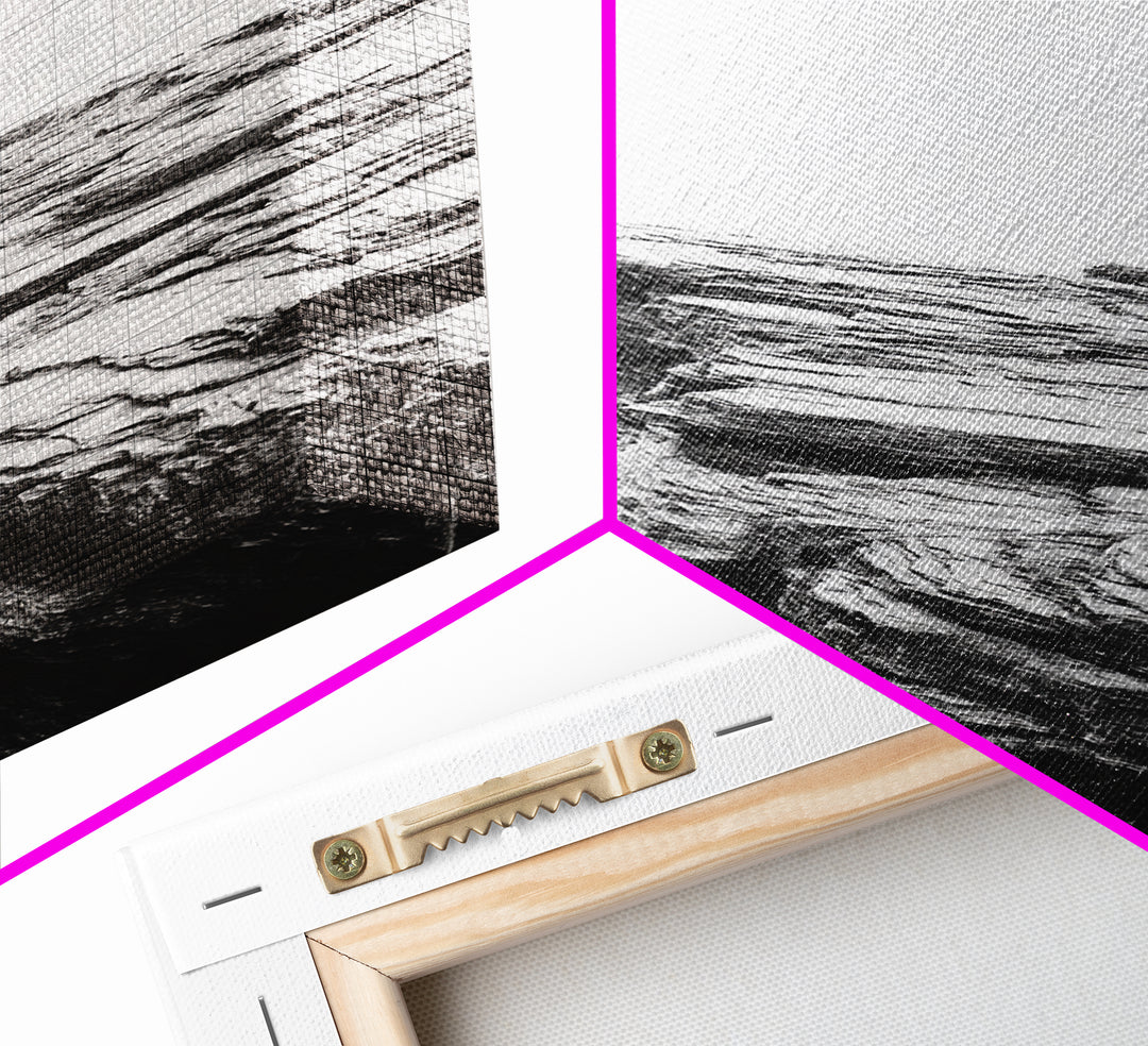 Weathered Cliffside, Coastal Rock, Modern Minimalism, Nature Decor, Framed Canvas Print, Neutral Tones, Office Wall Art, Beachy Aesthetic