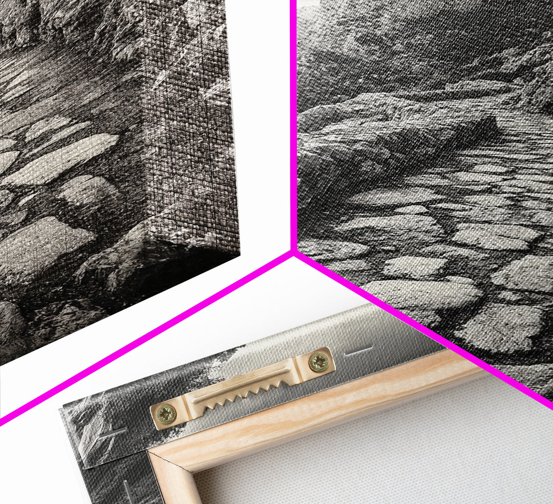 Cliff Path, Coastal Trail, Rugged Rock, Hiking Vibe, Framed Canvas Print, Hallway Wall Art, Nature Photography, Adventure Decor