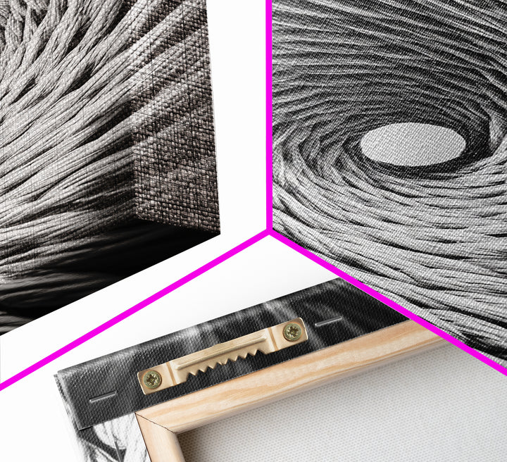 Twisted Rope Spiral, Abstract Fiber Art, Monochrome Texture, Modern Canvas Print, Minimalist Office or Contemporary Wall Decor