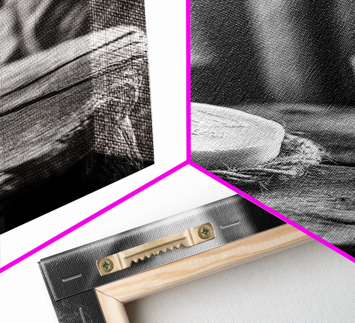 Artisan Soap Still Life, Rustic Wellness Scene, Country Bathroom, Monochrome Framed Canvas Print, Farmhouse Bathroom Wall Art