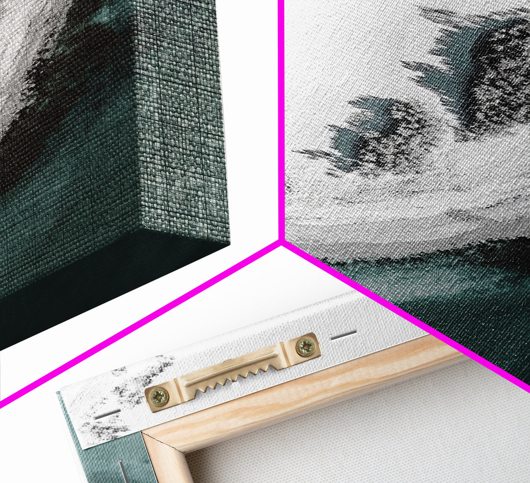 Aerial Beach, Turquoise Sea, Minimal Shoreline, Boat View, Canvas Print, coastal minimalist art, bathroom wall art, modern ocean photo