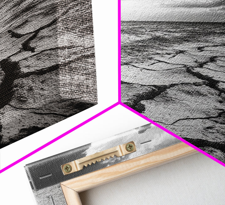 Cracked Earth, Drought Desert, Apocalyptic Sky, Dry Landscape, Canvas Print, minimalist wall decor, modern earth tones, office statement piece