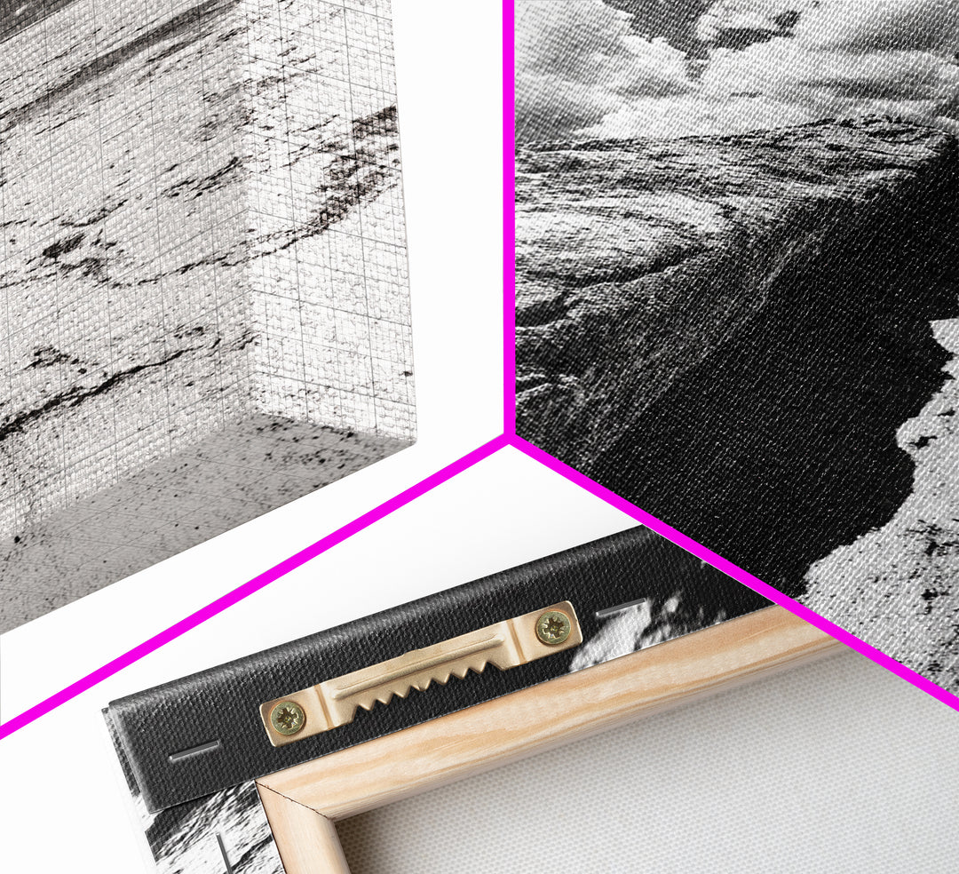 Desert Crack, Dramatic Sky, Harsh Terrain, Framed Canvas Print, Abstract Nature Photography, Rustic Office or Study Wall Art