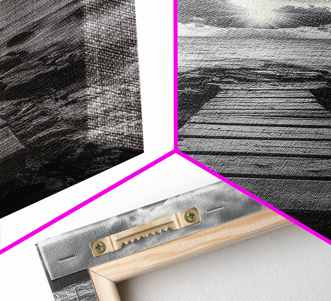Ocean Pier Sunset, Dramatic Clouds, Seascape Pathway, Canvas Print, Coastal Living Room Art, Tranquil Decor, Minimalist Style