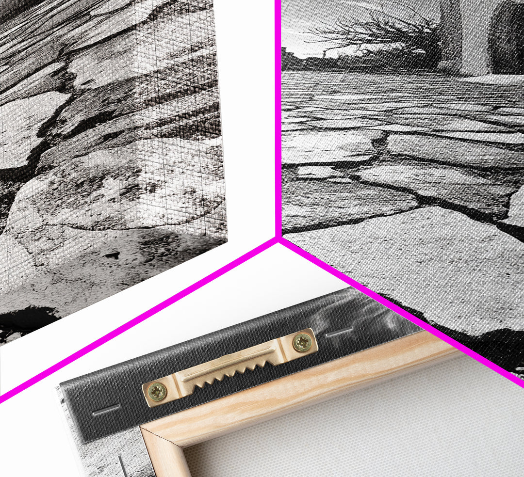 Desert Archway, Stone Ruins, Sunny Sky, Canvas Print, Rustic Travel Wall Art, Mediterranean Decor, Minimalist Earthy Aesthetic