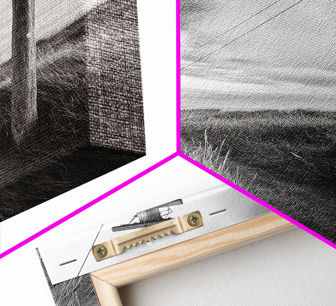 Coastal Path, Telephone Pole, Cloudy Sky, Minimal Nature Scene, Canvas Print, Entryway Wall Art, Rustic Landscape Photography Decor