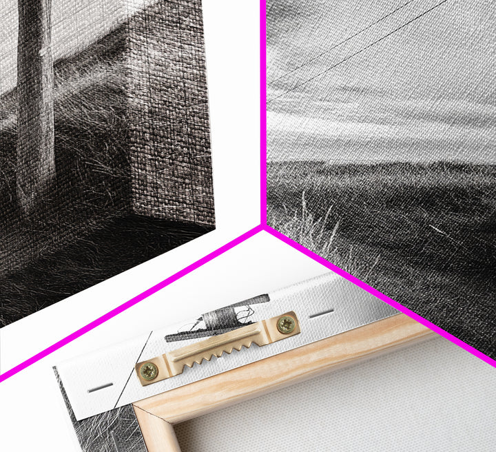 Coastal Path, Telephone Pole, Cloudy Sky, Minimal Nature Scene, Canvas Print, Entryway Wall Art, Rustic Landscape Photography Decor