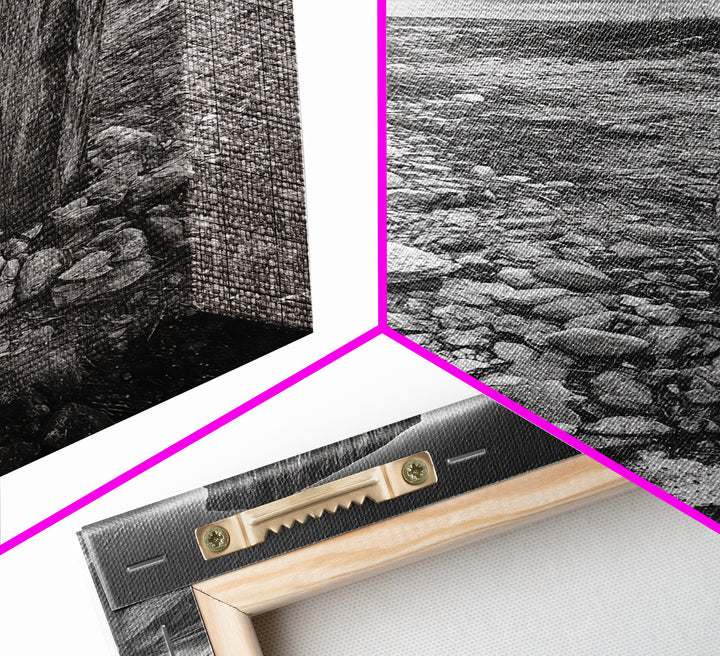 Weathered Exit, Symbolic Marker, Coastal Path, Canvas Print, Rustic Wall Art, Moody Landscape Decor, Entryway Statement Piece