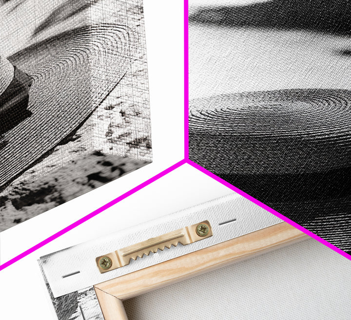 Beach Hat Closeup, Seaside Fashion, Coastal Breeze, Relaxed Mood, Framed Canvas Print, Minimalist Beach Art, Summer Home Decor