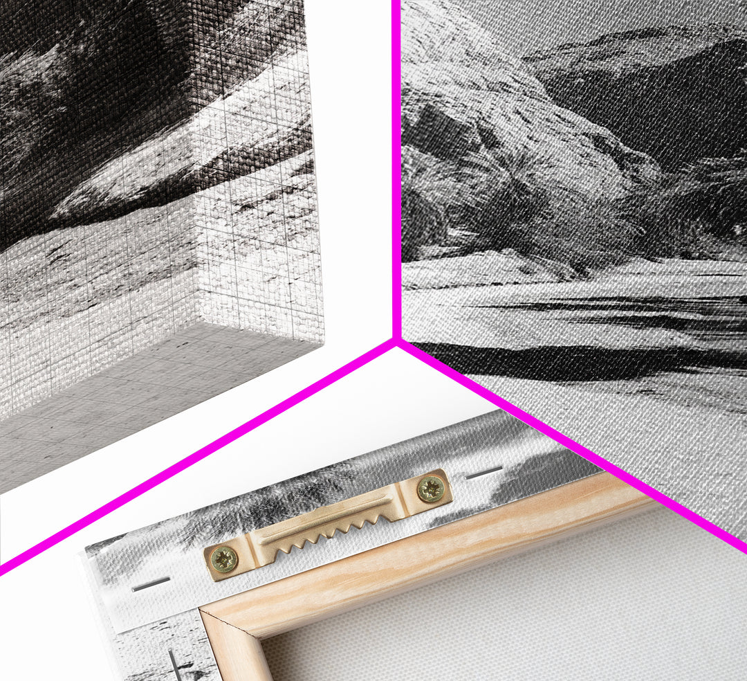 Desert Oasis, Palm Trees, Canyon Trail, Framed Canvas Print, Nature Photography Art, Warm Boho Wall Decor, Rustic Entryway Accent