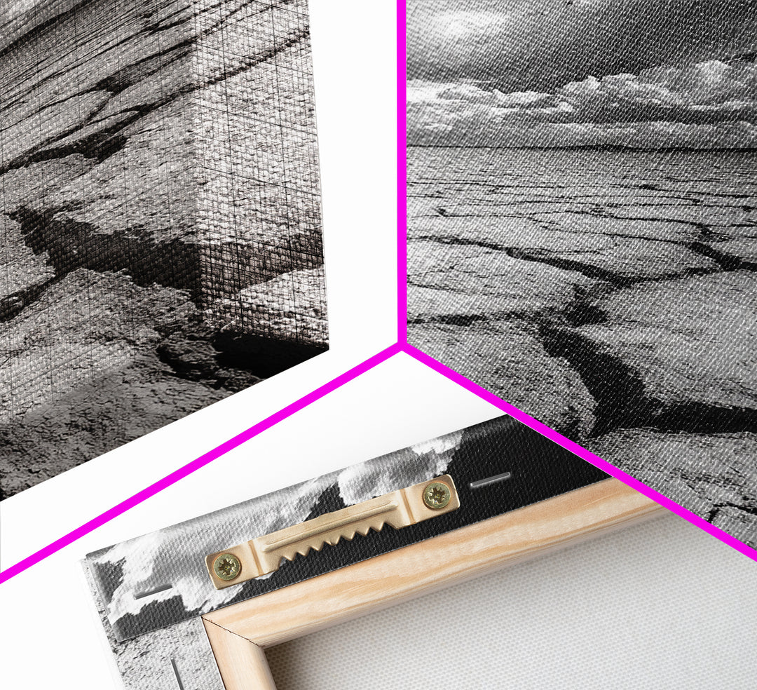 Cracked Earth, Storm Sky, Desert View, Framed Canvas Print, Dramatic Landscape Art, Modern Living Room Decor, Moody Minimalist Wall Art