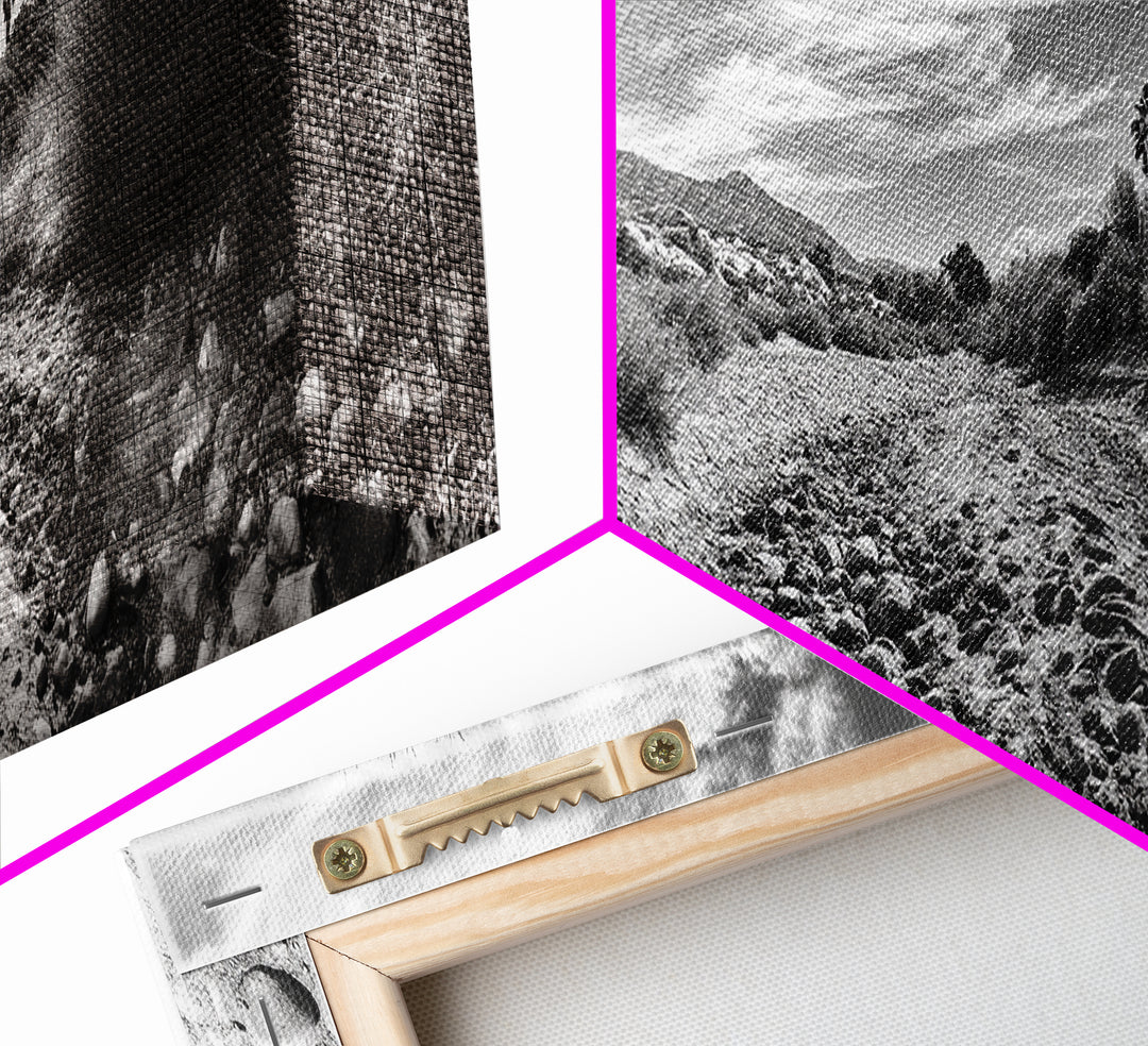 Desert Streambed Path, Dry River Landscape, Southwest Nature Print, Framed Canvas Print, Earthy Living Room Art, Modern Western Decor