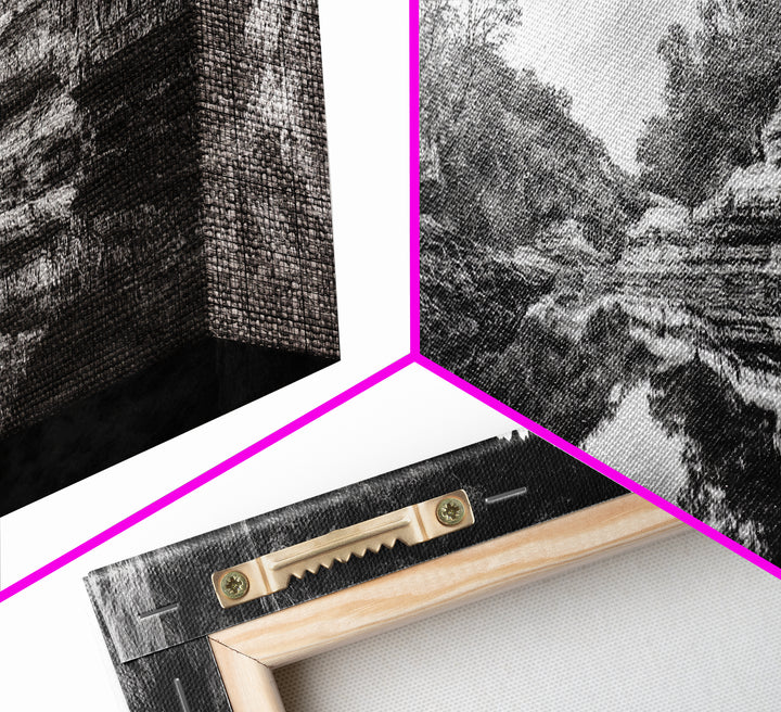 Cave Opening, Reflected Water, Nature Frame, Canvas Print, Monochrome Landscape, Natural Wall Art, Earthy Bathroom Art, Den Decor