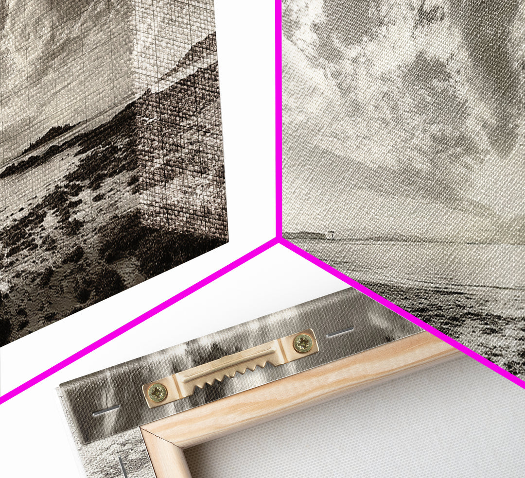 Coastal Sunrise, Expansive Sky, Cloudy Horizon, Framed Canvas Print, Earthy tone art, Beach house decor, Bedroom wall print, Serene landscape