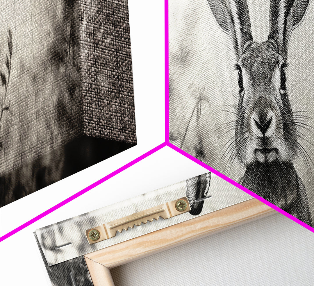 Curious Rabbit, Meadow Watch, Nature Close-Up, Canvas Print, Farmhouse animal art, Nursery decor, Whimsical wildlife, Woodland home touch