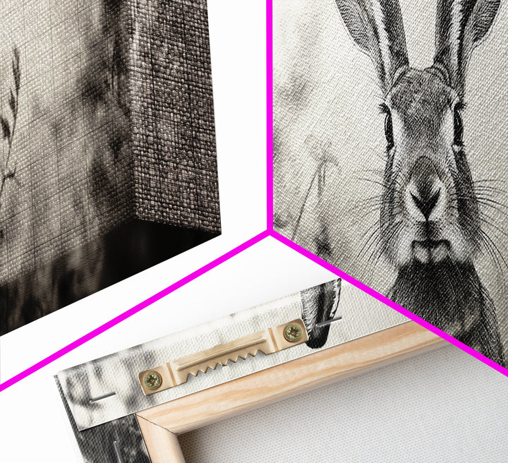 Curious Rabbit, Meadow Watch, Nature Close-Up, Canvas Print, Farmhouse animal art, Nursery decor, Whimsical wildlife, Woodland home touch