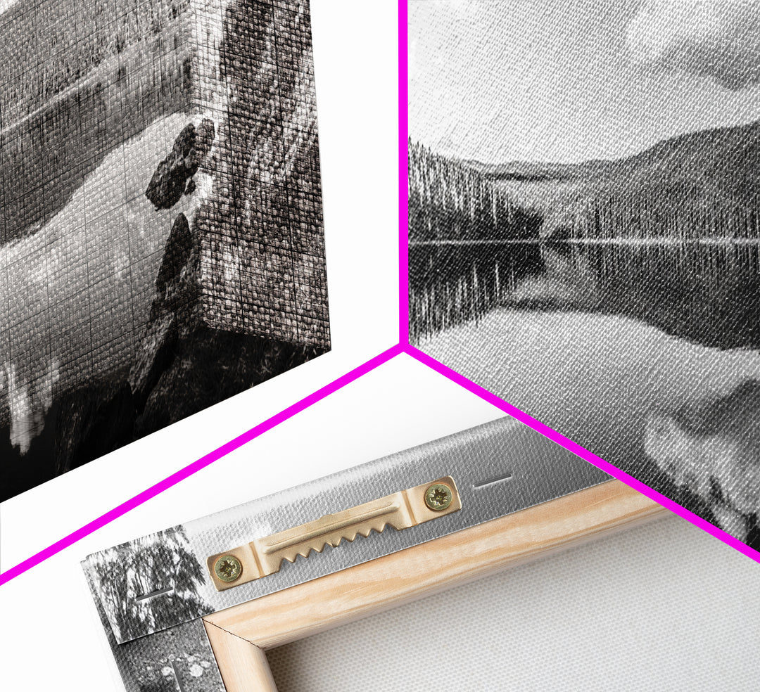 Canoe Lake, Still Water, Pine Forest, Outdoor Serenity, Canvas Print, Nature Wall Art, Rustic Cabin Decor, Peaceful Landscape, Neutral Tones