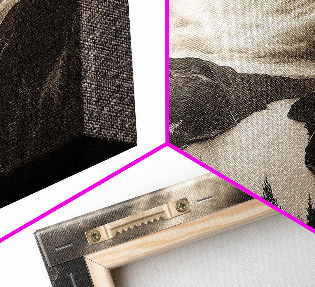 River Valley View, Dramatic Sky, Forest Landscape, Framed Canvas Print, Nature Photography, Entryway Wall Art, Moody Earth Tones