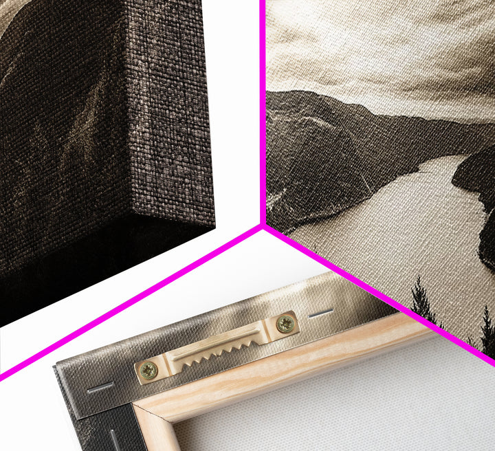 River Valley View, Dramatic Sky, Forest Landscape, Framed Canvas Print, Nature Photography, Entryway Wall Art, Moody Earth Tones