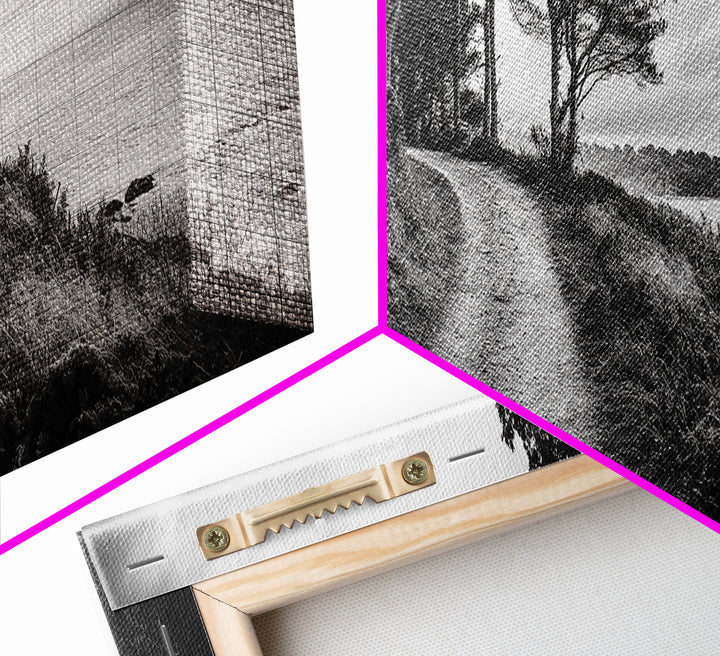 Coastal Trail, Forest Edge, Serene Path, Canvas Print, Black and White Nature Art, Entryway Wall Art, Tranquil Landscape, Moody Decor