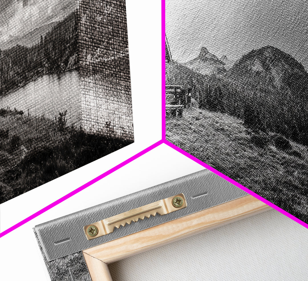 Cabin On Hill, Mountain Lake, Rustic Retreat, Canvas Print, Fall Wall Art, Cozy Home Decor, Adventure Landscape, Nature-Inspired Design