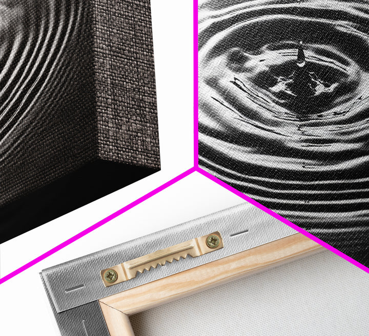 Water Drop Ripples, Black and White Photography, Zen Art, Minimalist Wall Decor, Canvas Print, Bathroom Wall Art, Meditation Room Art