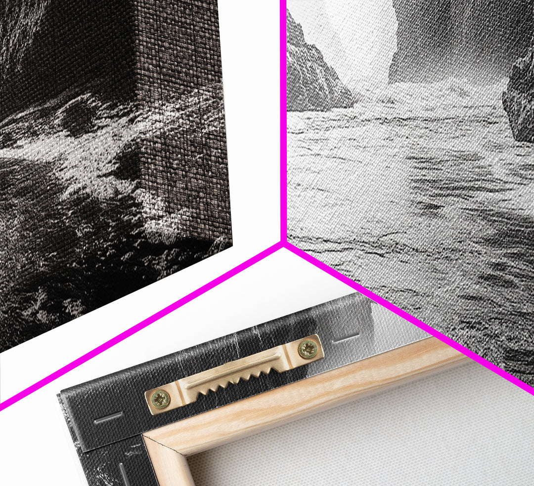 Ocean Cliff Passage, Dramatic Seascape Art, Moody Coastal Photography, Canvas Print, Dark Academic Wall Decor, Bedroom Statement Piece