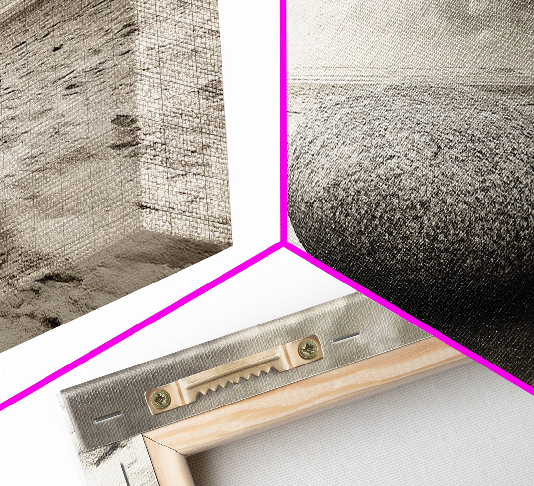 Round Beach Boulder, Serene Shore, Natural Simplicity, Neutral Toned Framed Canvas Print, Minimalist Living Room or Yoga Wall Art