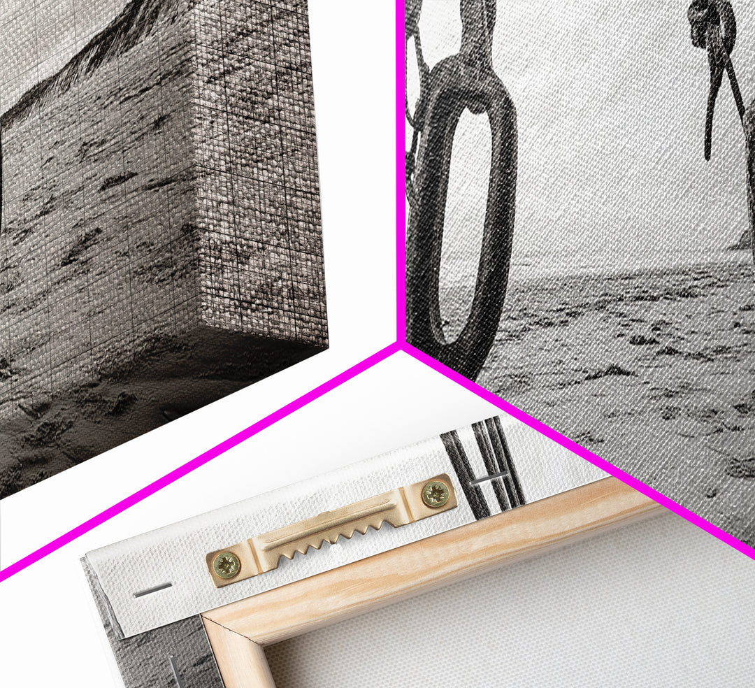 Nautical Swing, Beach Ropes, Seaside Minimalism, Canvas Print, black and white beach decor, coastal hallway wall art, maritime rustic style