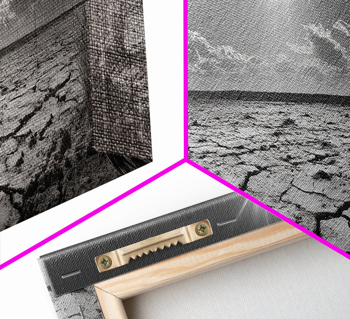 Cracked Earth, Desert Heat, Sunburst Drought, Canvas Print, rustic fall decor, southwest desert art, boho entryway wall statement