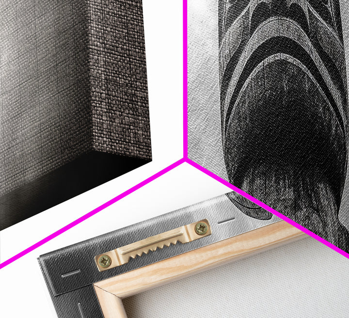 Tribal Totem Head, Cultural Wall Art, Primitive Sculpture Print, Monochrome Decor, Canvas Print, Office or Study Accent