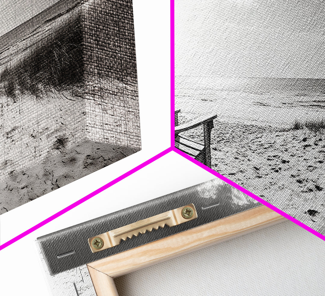 Coastal Chair, Black White, Seaside Decor, Beach Life, Framed Canvas Print, Coastal wall art, minimalist art, neutral tones, coastal room