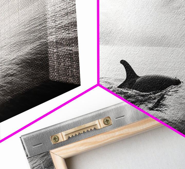 Ocean Sunset Orca, Tranquil Whale Scene, Marine Wildlife, Canvas Print, Minimalist Bathroom Decor, Coastal Bedroom Wall Art