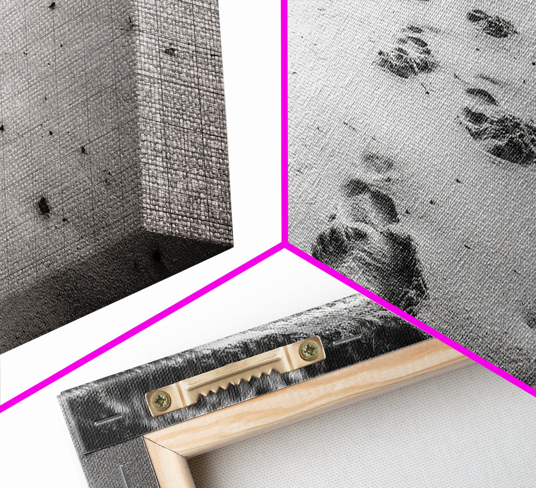 Beach Footprints, Sandy Path, Seaside Steps, Reflective Moment, Canvas Print, Minimalist Bathroom Wall Art, Tranquil Coastal Decor